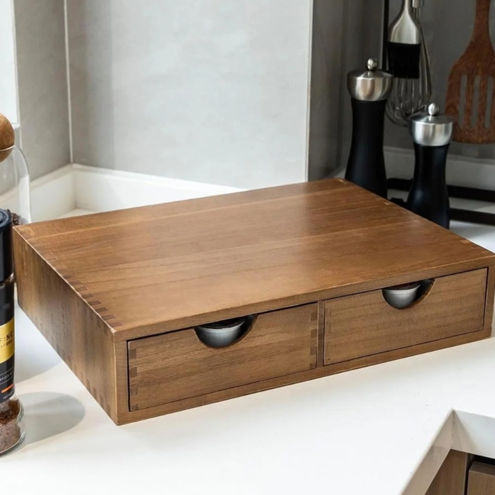 Wooden K-Cup Coffee Pod 2 Drawer Storage Organizer